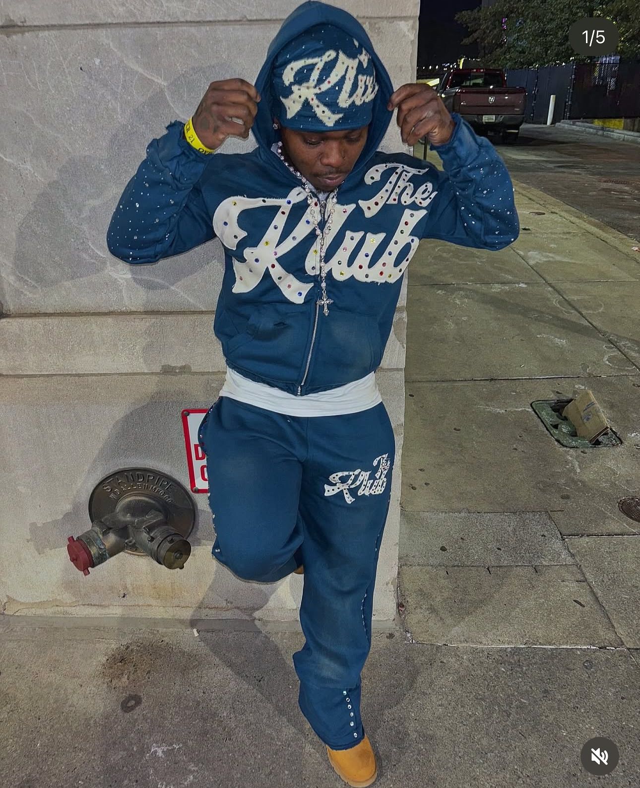 Blue Klub Tracksuit with Gemstones Detailing